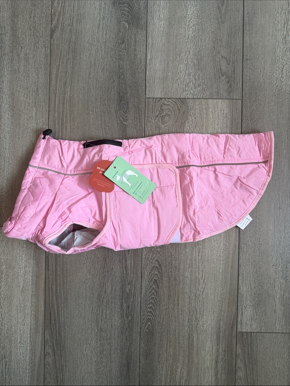 Insulated Pink Dog Coat with Reflective Trim